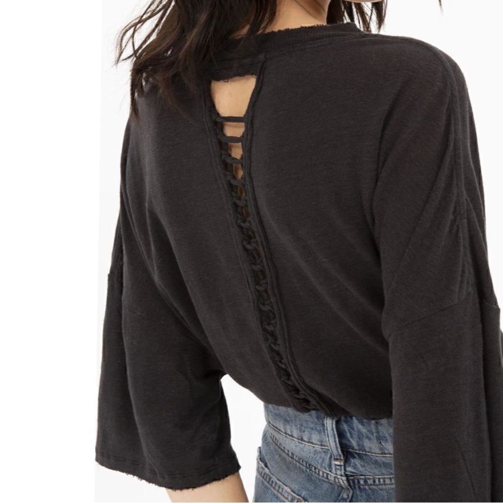 IRO 100% Linen Sturdy Tee Short Sleeve Oversized Cut Out Slouchy Top Black XS